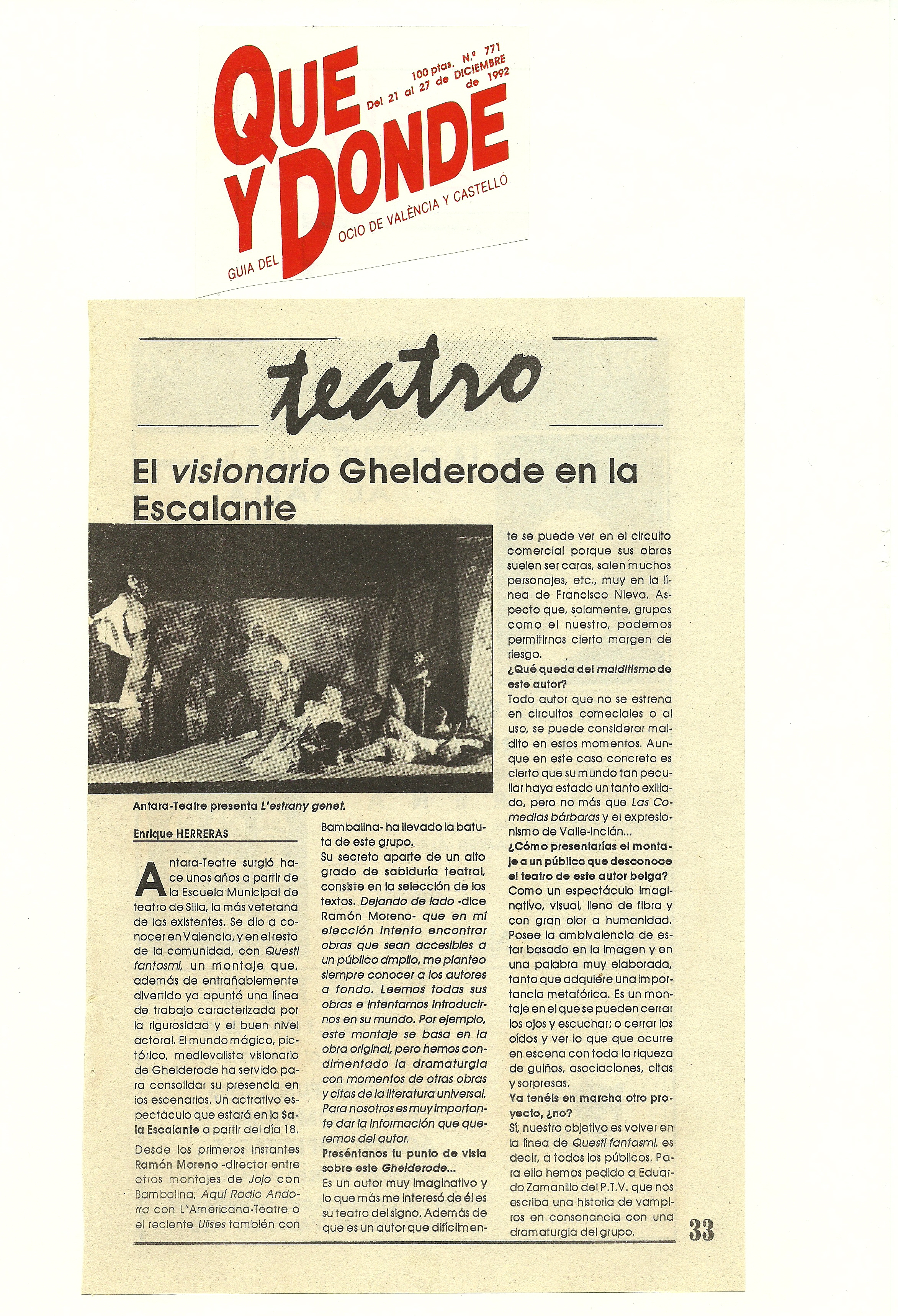 1992 Entrevista en Qué y Dónde
